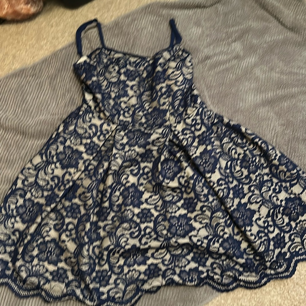 Blue dress with a lace up back